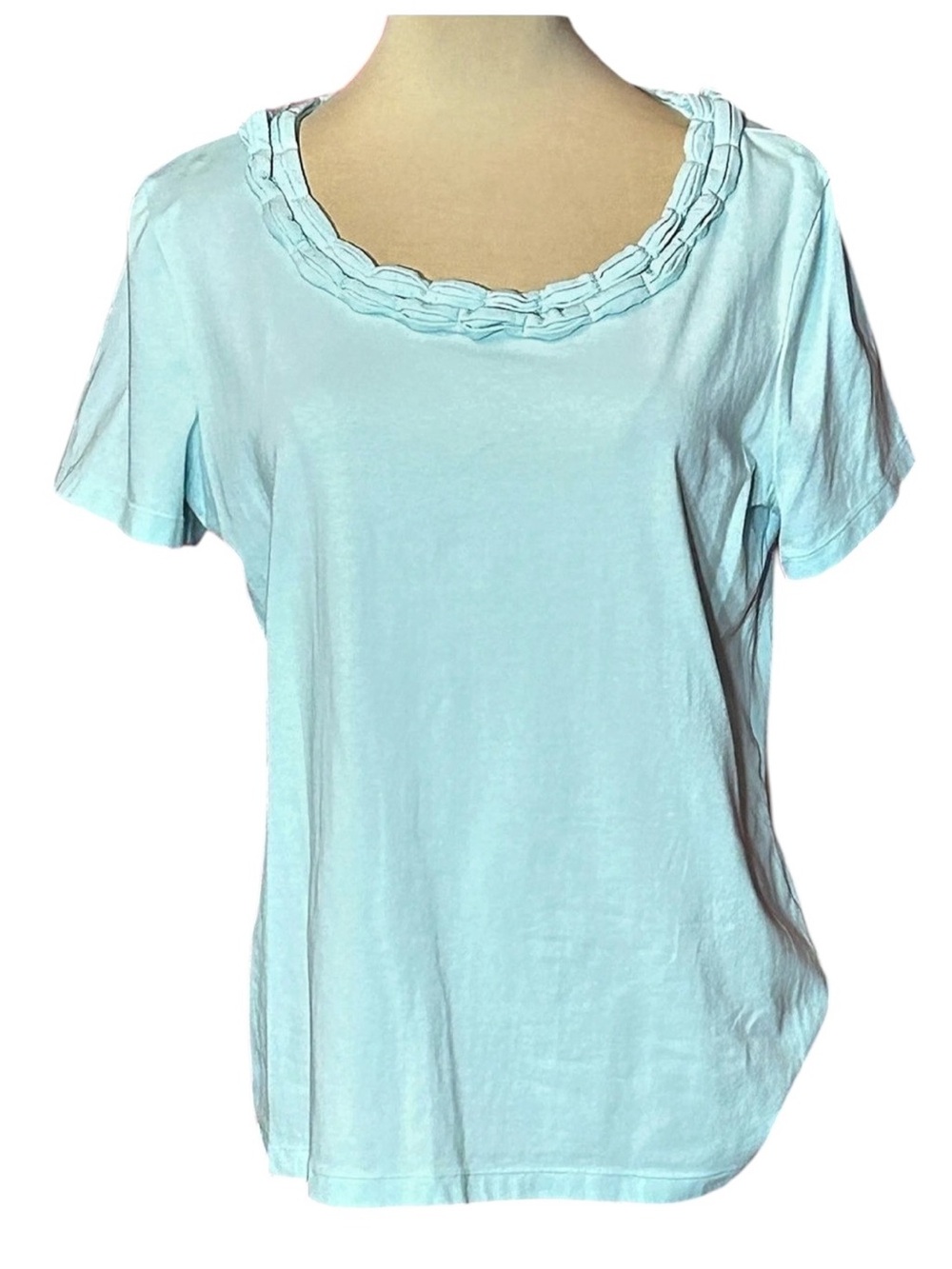 Talbots Short Sleeve Top in Blue Size Large